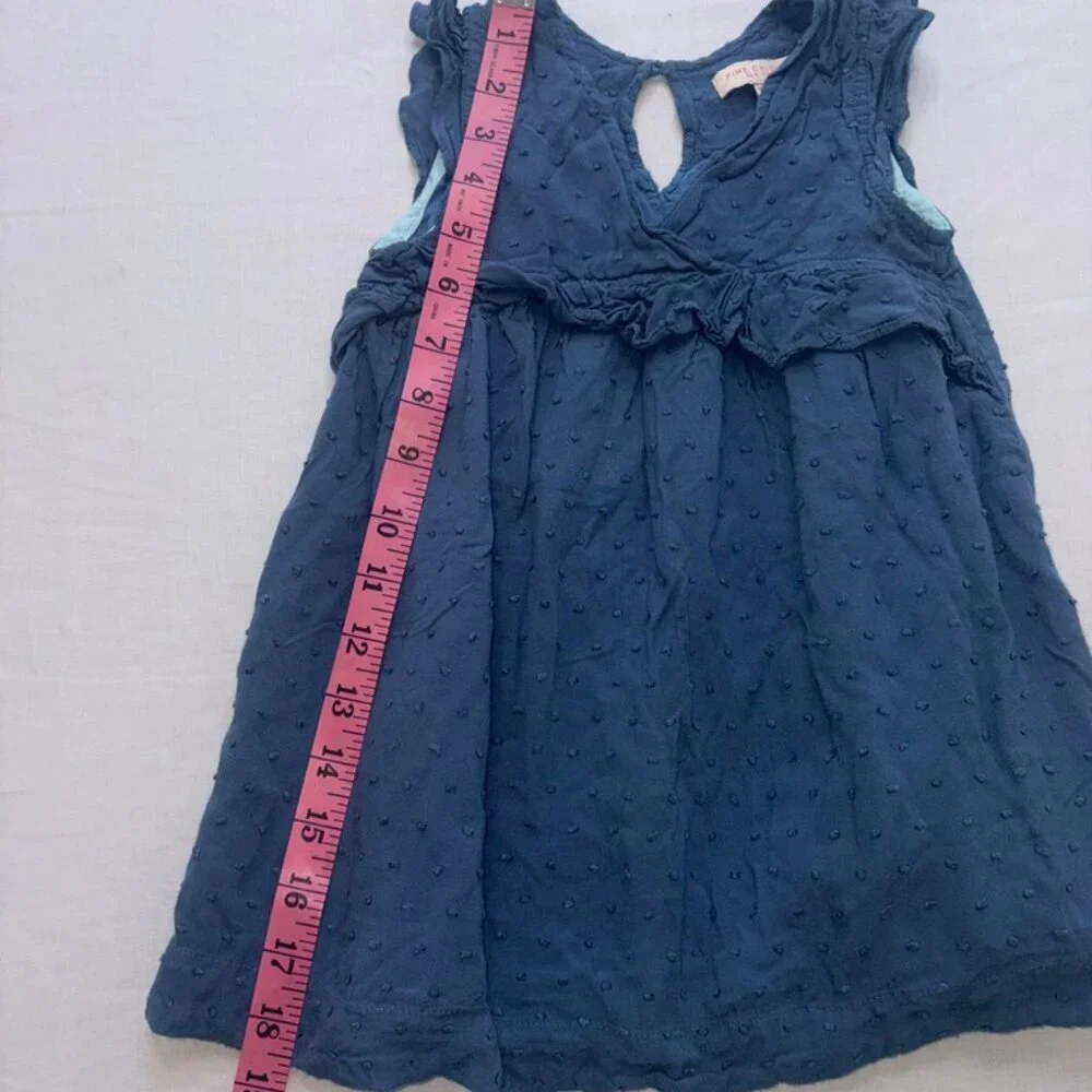 Pink Chicken New York 100% Cotton Little Girls Blue Polka Dot Dress size 2Y